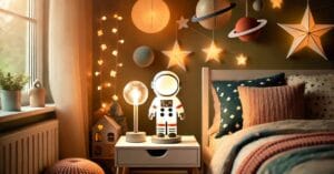 Astronaut lampe på børneværelse